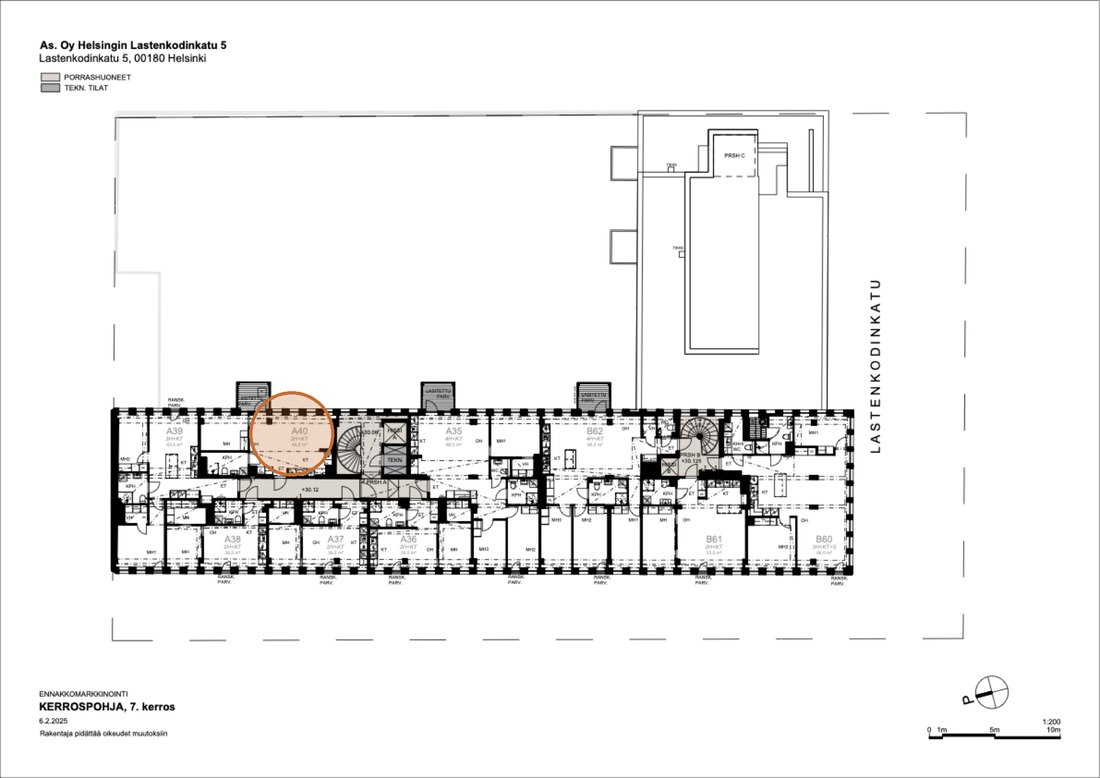 Asunnon A40 sijainti kerrospohjassa