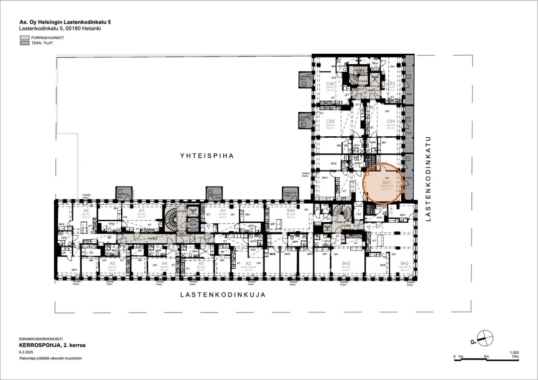 Asunnon B41 sijainti kerrospohjassa