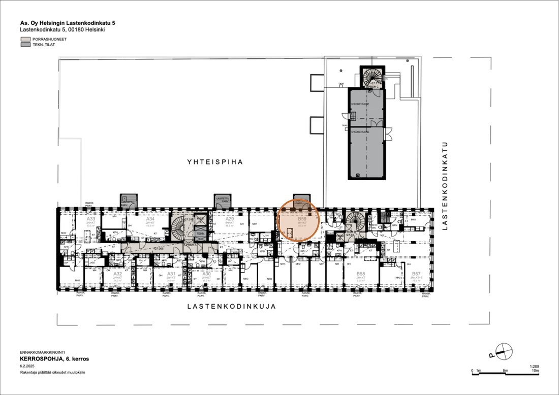 Asunnon B59 sijainti kerrospohjassa