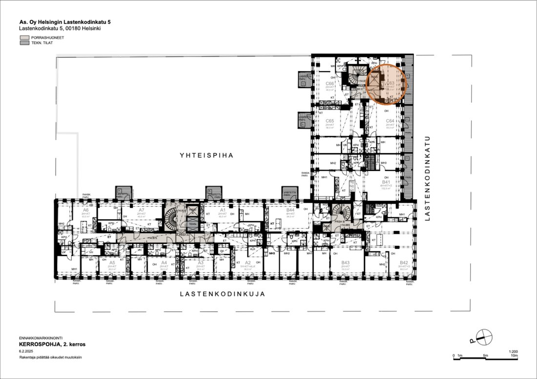 Asunnon C63 sijainti kerrospohjassa