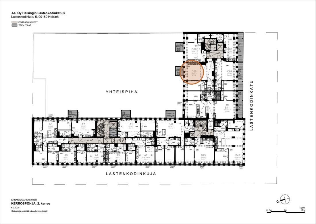 Asunnon C65 sijainti kerrospohjassa