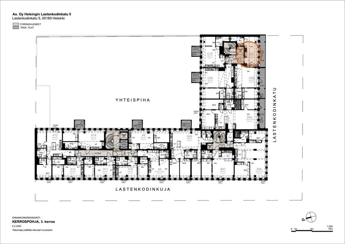 Asunnon C67 sijainti kerrospohjassa