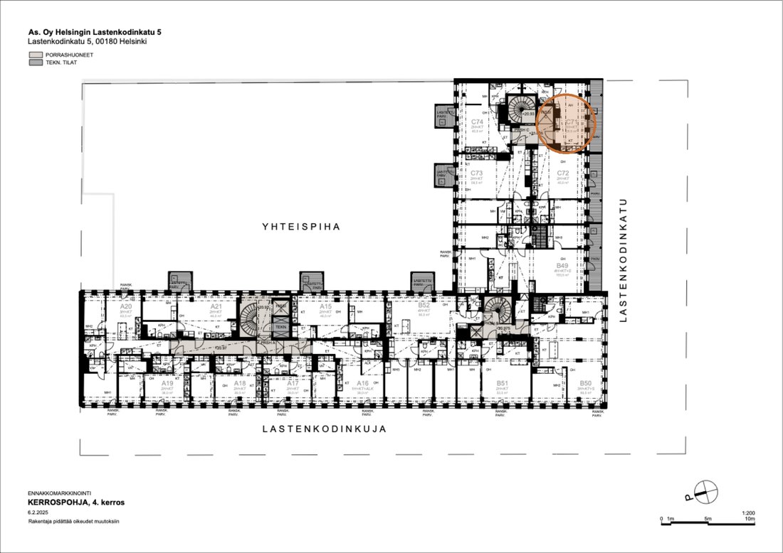 Asunnon C71 sijainti kerrospohjassa