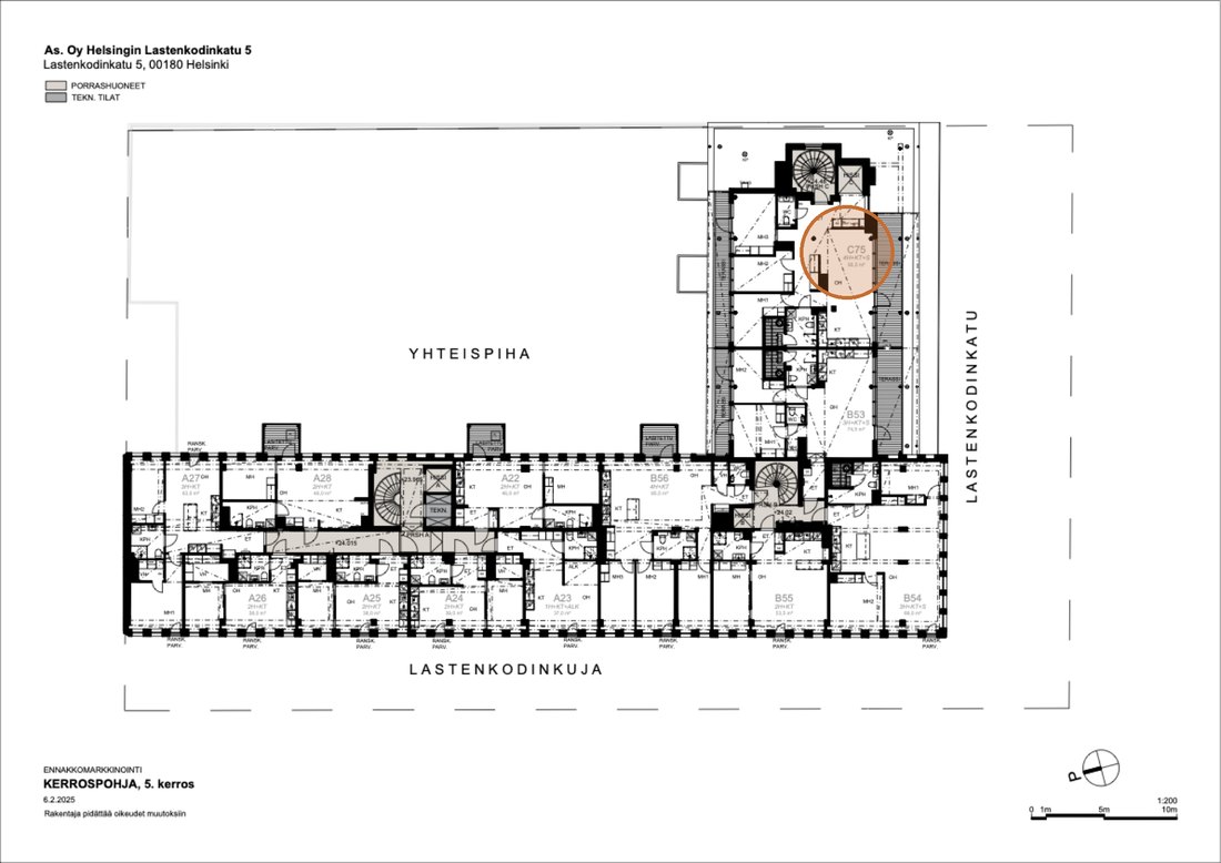 Asunnon C75 sijainti kerrospohjassa